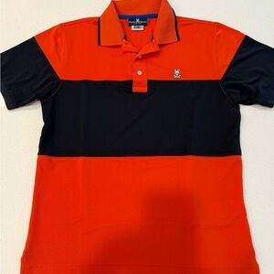 Psycho Bunny Men's Bold Orange and Black Polo size 6
